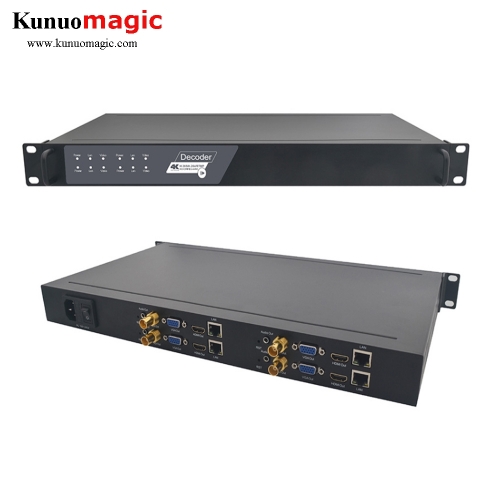 4 Channels Decoder IP Streaming To HD 3G-SDI Video Audio Decoder H.265 4K HTTP RTSP RTMP UDP HLS To HDMI SDI VGA CVBS Converter